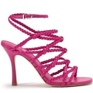 Larroude x Womanizer Chiara Sandal in Fuchsia Leather Women's Size 9.5 NWOB